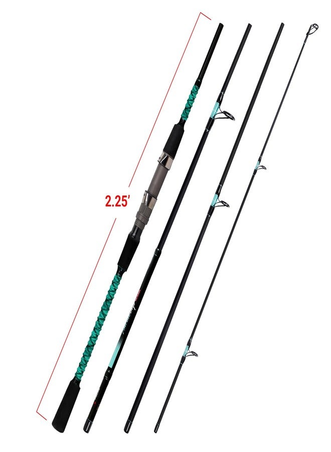 Fiblink Surf Fishing Rod Portable Travel Surf Spinning Rod 4 Piece Carbon Fiber Saltwater Fishing Rod 9' - Image 2